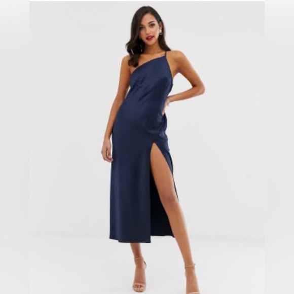 ASOS Elegant Blue One-Shoulder Dress - Picture 1 of 6